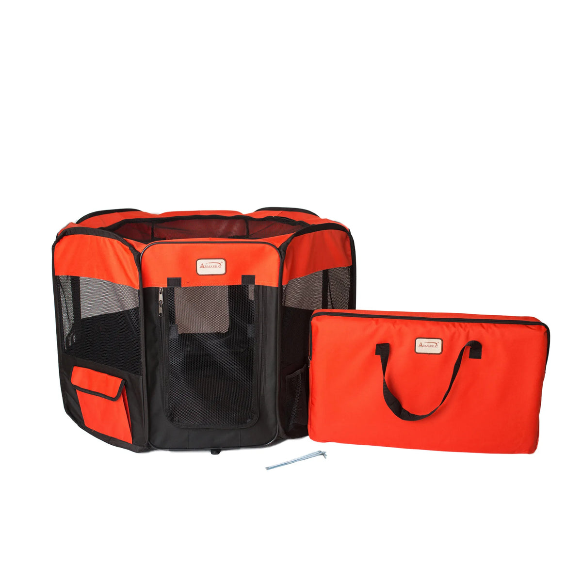 Armarkat PP002R-M Portable Pet Playpen In Bk and Rd Combo